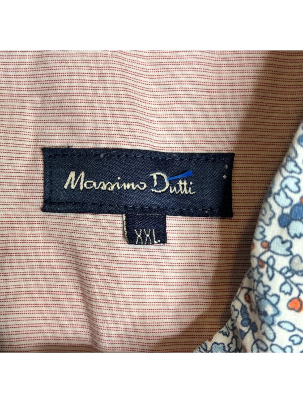 Massimo Dutti Mens XXL Floral Shirt Blue White Casual Long Sleeve Cotton Button⁠ - Picture 7 of 7